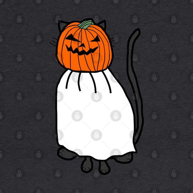 Cute Cat Wearing Halloween Horror Costume by ellenhenryart